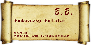 Benkovszky Bertalan névjegykártya